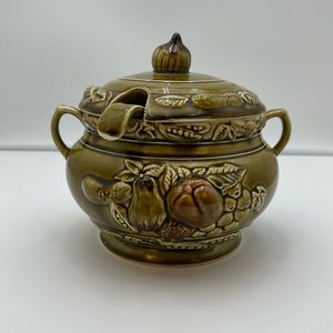 Vintage Tilso Green Tureen With Lid And Ladle